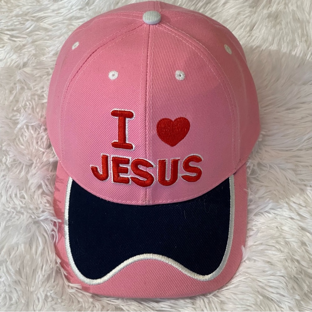 I LOVE JESUS CAP. ADJUSTABLE SIZE, GREAT PREOWNED CONDITION